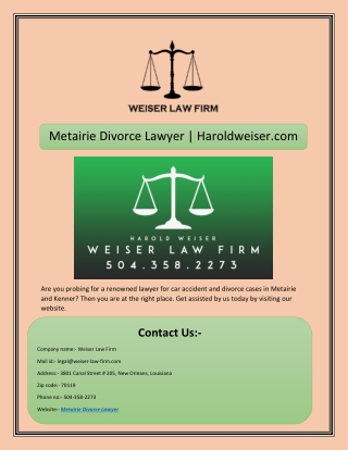 Metairie Divorce Lawyer | Haroldweiser.com