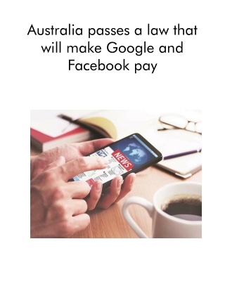 Australia Passes a Law That Will Make Google and Facebook Pay