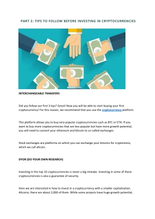 PART 2: TIPS TO FOLLOW BEFORE INVESTING IN CRYPTOCURRENCIES