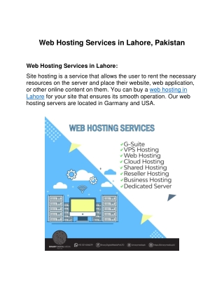 Web Hosting Services in Lahore,Pakistan