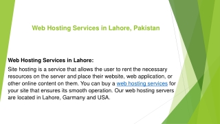 Web Hosting Services