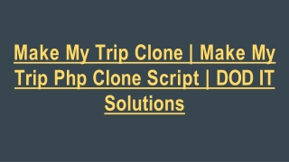 Make My Trip Php Clone Script | DOD IT Solutions