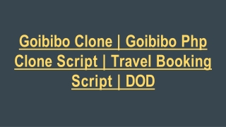 Goibibo Php Clone Script | Travel Booking Script | DOD