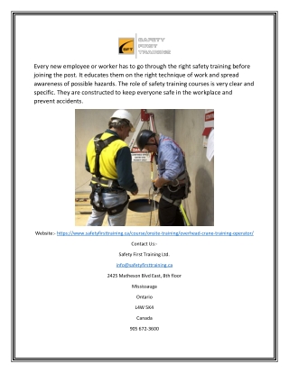 Get Overhead Crane Training Operator Certification