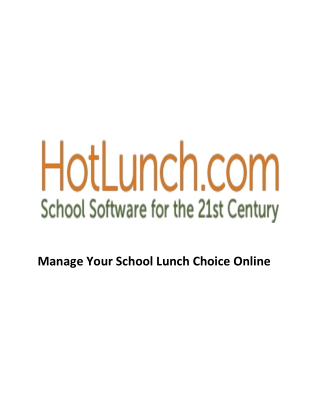 Manage Your School Lunch Choice Online