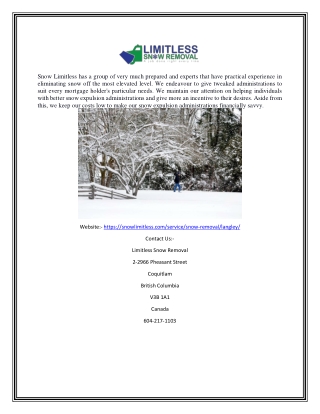 Snow Removal Langley | Snowlimitless.com