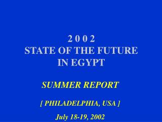 2 0 0 2 STATE OF THE FUTURE IN EGYPT
