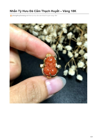 Nhẫn Tỳ Hưu Đá Cẩm Thạch Huyết – Vàng 18K