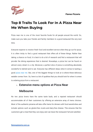 Top 8 Traits To Look For In A Pizza Near Me When Buying