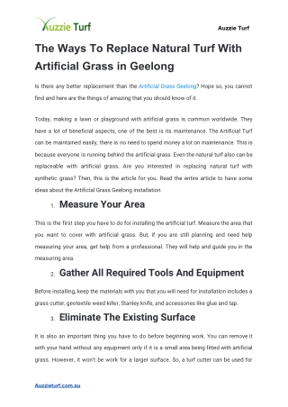 The Ways To Replace Natural Turf With Artificial Grass in Geelong