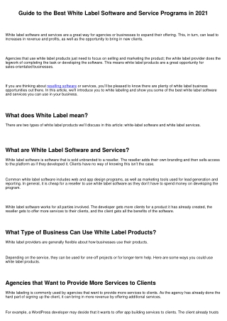 Guide to the Best White Label Software and Service Programs in 2021