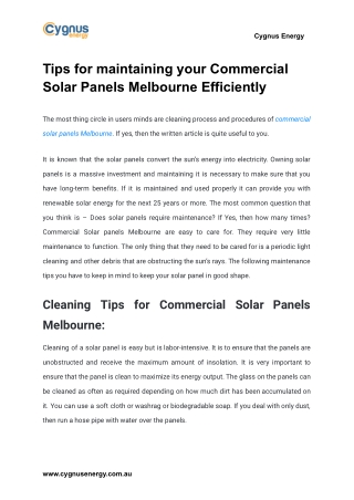 Tips for maintaining your Commercial Solar Panels Melbourne Efficiently