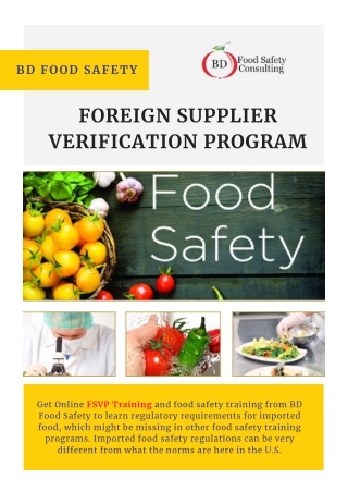 Foreign Supplier Verification Program Certification Course