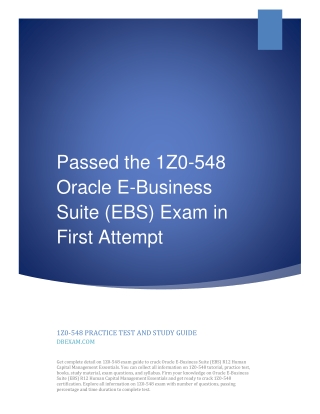 Passed the 1Z0-548 Oracle E-Business Suite (EBS) Exam in First Attempt