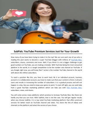SubPals: YouTube Premium Services Just for Your Growth