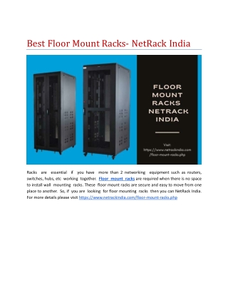 Best Floor Mount Racks- NetRack India