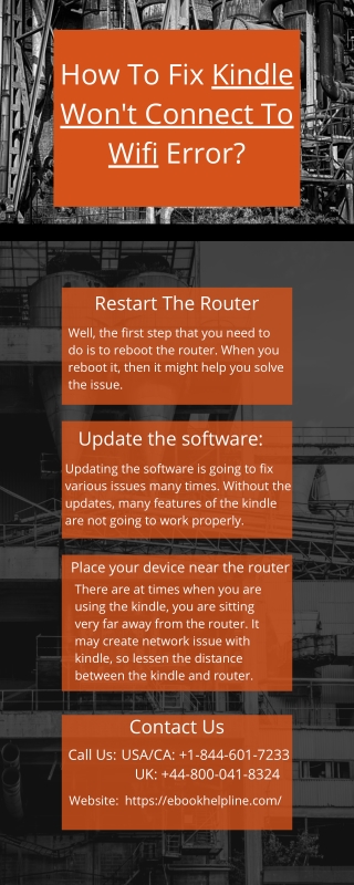 Solution To Fix Kindle Won’t Connect To Wifi Error | Call  1–844-601-7233