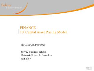 FINANCE 10. Capital Asset Pricing Model
