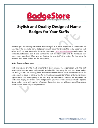Stylish and Quality Designed Name Badges for Your Staffs