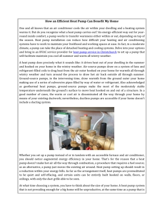 How an Efficient Heat Pump Can Benefit My Home