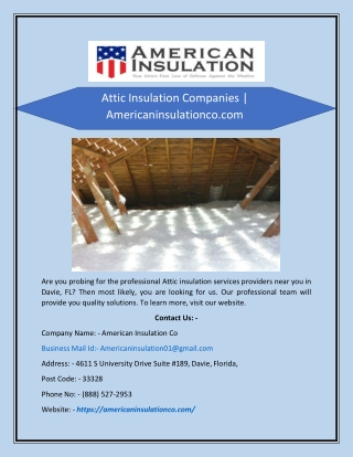 Attic Insulation Companies | Americaninsulationco.com