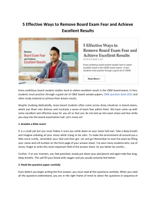 5 Effective Ways to Remove Board Exam Fear and Achieve Excellent Results