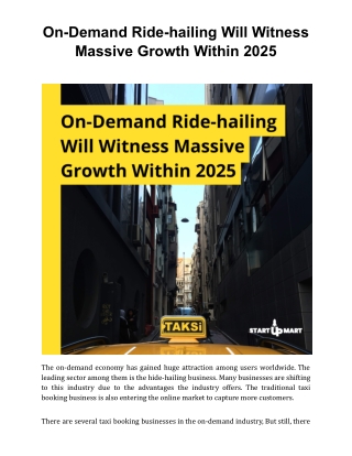 On-Demand Ride-hailing Will Witness Massive Growth Within 2025