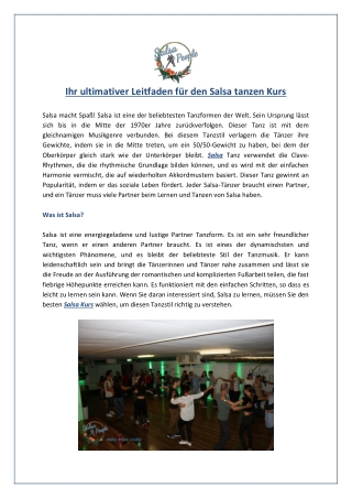 Ihr ultimativer Leitfaden für den Salsa tanzen Kurs