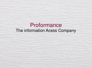 Proformance The information Acess Company