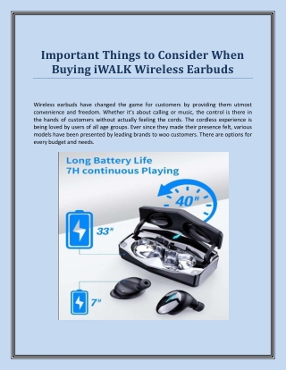 Important Things to Consider When Buying iWALK Wireless Earbuds