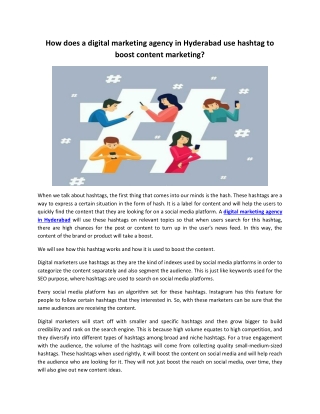 How does a digital marketing agency in Hyderabad use hashtag to boost content marketing?