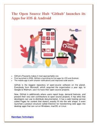 The Open Source Hub ‘Github’ launches its Apps for iOS & Android