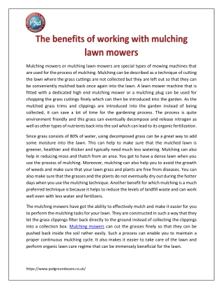 The benefits of working with mulching lawn mowers