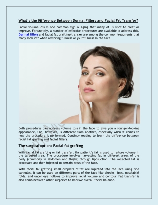 What’s the Difference Between Dermal Fillers and Facial Fat Transfer?