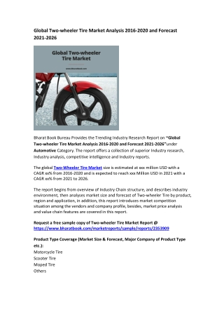 Global Two-wheeler Tire Market Analysis 2016-2020 and Forecast 2021-2026