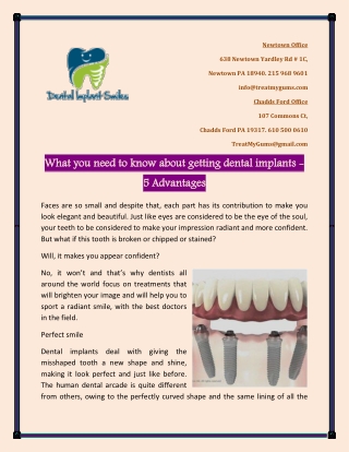 What you need to know about getting dental implants - 5 Advantages