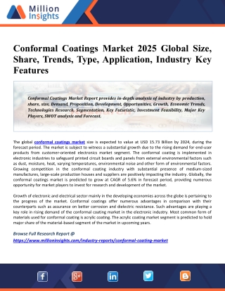 Conformal Coatings Market Application, Share, Growth, Trends And Competitive Landscape To 2025