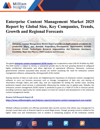 Enterprise Content Management Market Share, Revenue, Drivers, Trends And Influence Factors Historical & Forecast Till 20