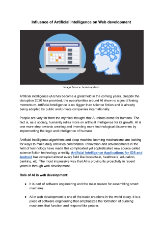 Influence of Artificial Intelligence on Web development