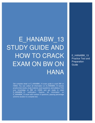 E_HANABW_13 Study Guide and How to Crack Exam on BW on HANA
