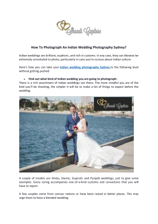 How To Photograph An Indian Wedding Photography Sydney?