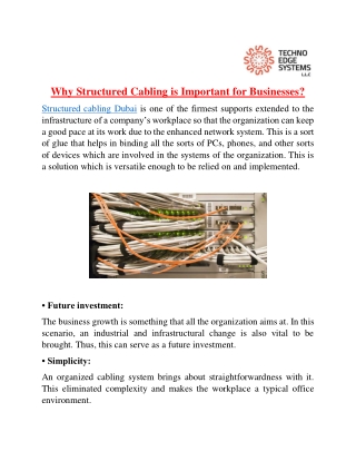 Why Structured Cabling is Important for Businesses?