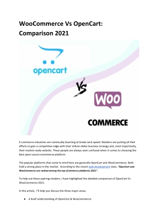 WooCommerce Vs OpenCart: Comparison 2021