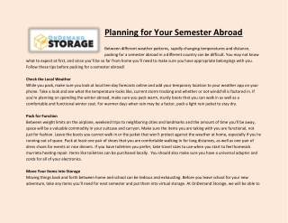 Planning for Your Semester Abroad