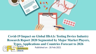 Covid-19 Impact on Global HbA1c Testing Device Industry Research Report 2020 Segmented by Major Market Players, Types, A