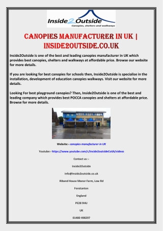 Canopies Manufacturer in UK | Inside2Outside.co.uk