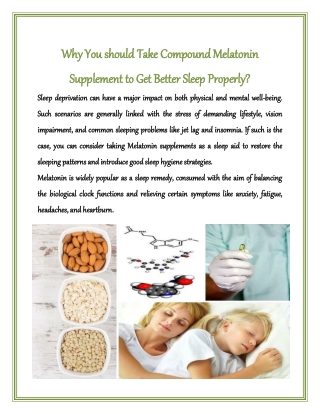 Why You should Take Compound Melatonin Supplement to Get Better Sleep Properly?