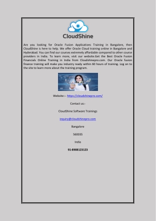 Cloud Training In Bangalore | CloudShine