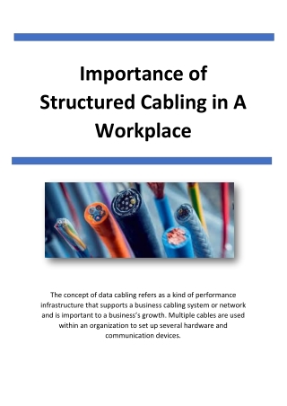Importance of Structured Cabling in A Workplace