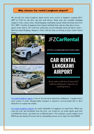 Why choose Car rental Langkawi airport?